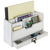 White Whale Expandable Wooden Desktop Mail Sorter with Pen & Pencil Drawer