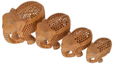 White Whale Wooden Jali Elephants with Baby Inside BABY Idol Feng Shui Good Luck Dignity worldwide Showpiece Gifts Set ( Pack of 4)
