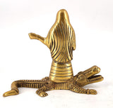 White Whale Ganga Mata Brass Statue Religious Goddess Sculpture Idol