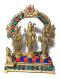 White Whale Ram Darbar Statue / Idol - Lord Rama Laxman And Sita Religious Indian Art Statue 5.5"inch