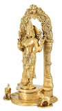 White Whale Standing Goddess Lakshmi with Prabhavali - Brass Statue for Home Decor Mandir Pooja