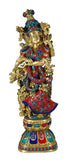 Whitewhale Brass Radha Statue Big Large Size, Big Large Size Brass Goddess Radha Idol with Stone Work, Indian Lady Sculpture - 29 Inches