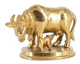 White Whale Brass Cow and Calf Idol Showpiece for Home Decor and Decorative Gift