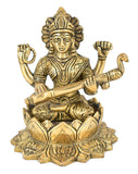 White Whale Maa Saraswati Brass Statue Religious Goddess Sculpture Idol Home Décor