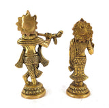 White Whale Radha Krishna Brass Statue Religious Sculpture Idol