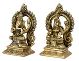 White Whale Brass Laxmi Ganesh Set Idol Showpiece - Brass Gold Finish Lakshmi Ganesha Idols Statue for Diwali Gifts Puja Home Decor Figurine