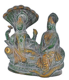 White Whale Lord Vishnu with Lakshmi Rest Upon Shesha Naag Brass Statue Religious Strength Sculpture Idol
