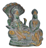 White Whale Lord Vishnu with Lakshmi Rest Upon Shesha Naag Brass Statue Religious Strength Sculpture Idol