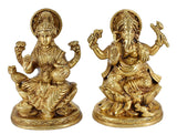 White Whale Brass Laxmi Ganesh Set Idol Showpiece - Brass Gold Finish Lakshmi Ganesha Idols Statue for Diwali Gifts Puja Home Decor Figurine