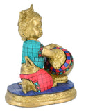 White Whale Little Krishna Idol India Hind Hindu God Brass Sculpture Makhan Krishna Statue Decor Gift