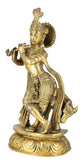 White Whale Lord Krishna with Cow Brass Statue Religious Strength God Sculpture Idol Home Decor Figurine