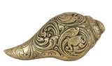 White Whale Brass Lord Vishnu Laxmi Shankh Statue With Sound for Pooja l Brass Conch for Home Décor