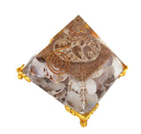 White Whale Shankh Orgone Pyramid Energy Generator Reiki Healing Crystal Chakra With Gold Stand Feng Shui Pyramid