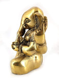 White Whale Lord Ganesha Brass Statue Religious Strength God Sculpture Idol
