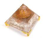 White Whale Amazonite Orgone Pyramid Energy Generator Reiki Healing Crystal Chakra With Gold Stand Feng Shui Pyramid