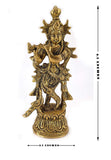 White Whale Lord Krishna Brass Statue Religious Strength God Sculpture Idol