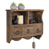 White Whale Wooden Wall-Mounted Organizer Shelf Rack/Wall Cabinet with Drawers & Metal Hooks
