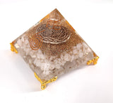 White Whale Amazonite Orgone Pyramid Energy Generator Reiki Healing Crystal Chakra With Gold Stand Feng Shui Pyramid