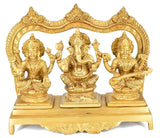White Whale Brass Brass Lakshmi Ganesh Saraswati Statue Set Idol Home Decor Figurine