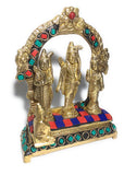 White Whale Ram Darbar Statue / Idol - Lord Rama Laxman And Sita Religious Indian Art Statue 5.5"inch