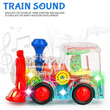 White Whale Musical Toy Battery Operated Transparent Gear Toy Train with Bump & Go Action for Kids Flashing Light & Sound Toy (Pack of 1) Multicolor