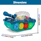 White Whale Musical Toy Battery Operated Transparent Gear Tanks Toys for Kids Electric Bump & Go with 3D Light Sound Toys (Pack of 1) Multicolor