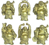 Brass Laughing Buddha Figurines Lucky Happy Buddha Statue-2'' Set of 6 Gift