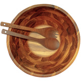White Whale Wooden Salad Bowl - 12.5 Inch Hardwood with Servers Set Big Salad Bowl