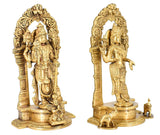 White Whale Brass Lord Vishnu and Lakshmi Statue Idol Murti for Home Decor Mandir Pooja Carved Frame with Kirtimuka