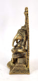 White Whale Lord Ganesha Brass Statue Religious Strength God Sculpture Idol