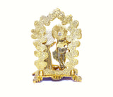 White Whale Radha Krishna Standing Playing Flute Metal Statue Gold Antique Finish for Pooja & Home,Office Decorative,Radha Krishna Murti Showpiece Figurines,Religious Idol Gift Article.