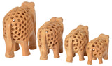 White Whale Wooden Jali Elephants with Baby Inside BABY Idol Feng Shui Good Luck Dignity worldwide Showpiece Gifts Set ( Pack of 4)