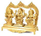 White Whale Brass Brass Lakshmi Ganesh Saraswati Statue Set Idol Home Decor Figurine