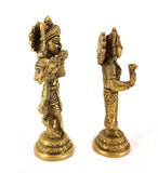 White Whale Radha Krishna Brass Statue Religious Sculpture Idol