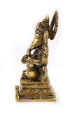 White Whale Lord Ganesha Brass Statue Religious Strength God Sculpture Idol