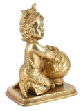 White Whale Makhan Krishna Statue Hindu God Figurine Flute Lover Solid Handmade Brass Sculpture Home Decor