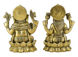 White Whale Laxmi Ganesh Set Idol Showpiece - Brass Gold Finish Lakshmi Ganesha Idols Statue for Diwali Gifts Puja