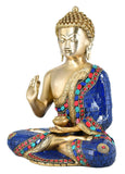 White Whale Brass Buddha Statue Astmangal Buddhism Idol feng Shui Home Decorative Showpiece (12 Inches)