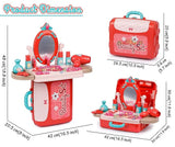 White Whale Beauty Set for Kids Girls 3 in 1 Learning Educational Make Up Suitcase Kit with Makeup Accessories Pretend Play Set Portable Suitcase Toy Gift for Girls - Pink