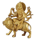 Whitewhale Brass Maa Durga/Ma Sherwali Idol Sitting On Lion Murti Religious Strength God Sculpture Idol
