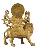 Whitewhale Brass Maa Durga/Ma Sherwali Idol Sitting On Lion Murti Religious Strength God Sculpture Idol