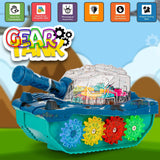 White Whale Musical Toy Battery Operated Transparent Gear Tanks Toys for Kids Electric Bump & Go with 3D Light Sound Toys (Pack of 1) Multicolor