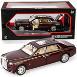 White Whale Diecast Metal Pullback Openable Doors Toy Cars with Flashing Light and Musical Sound for Car Collection Gifts Toys for Kids Boys and Girls Children (Maroon)