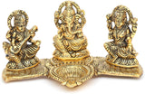 White Whale Laxmi Saraswati Idol Decorative Platter With Diya And Agarbatti Stand Diwali Gift, Metal, , Standard, 1 Piece