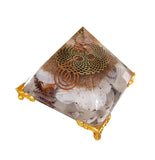 White Whale Shankh Orgone Pyramid Energy Generator Reiki Healing Crystal Chakra With Gold Stand Feng Shui Pyramid