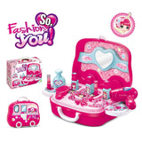 White Whale Children Pink Color Beauty Makeup Kit Pretend Play Cosmetic Set Suitcase with Makeup Accessories for Children Toy Kids Role Games Tools Accessories Portable Suitcase