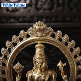 White Whale Brass Karunapara Lord Vishnu Blessing in YakshaMukha Frame with Shankhya Lamps - High Gold Finish