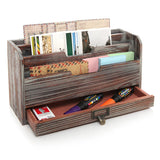 White Whale Expandable Wooden Desktop Mail Sorter with Pen & Pencil Drawer