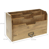 White Whale Expandable Wooden Desktop Mail Sorter with Pen & Pencil Drawer