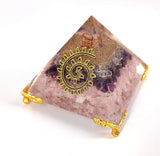 White Whale Amethyst Orgone Pyramid Energy Generator Reiki Healing Crystal Chakra With Gold Stand Feng Shui Pyramid